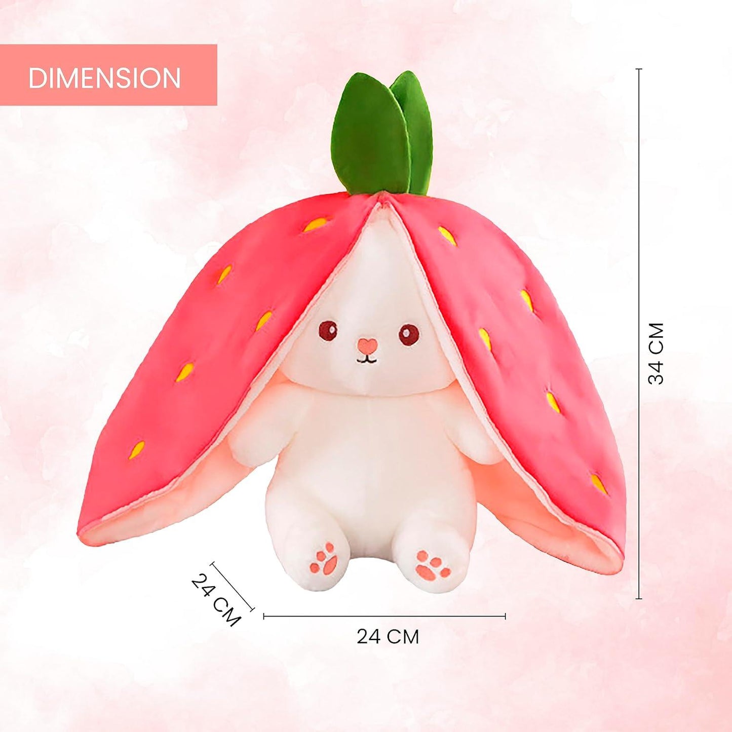 Kidology Reversible Plush Toy Pillow – Strawberry/Carrot to Bunny | Dotmint
