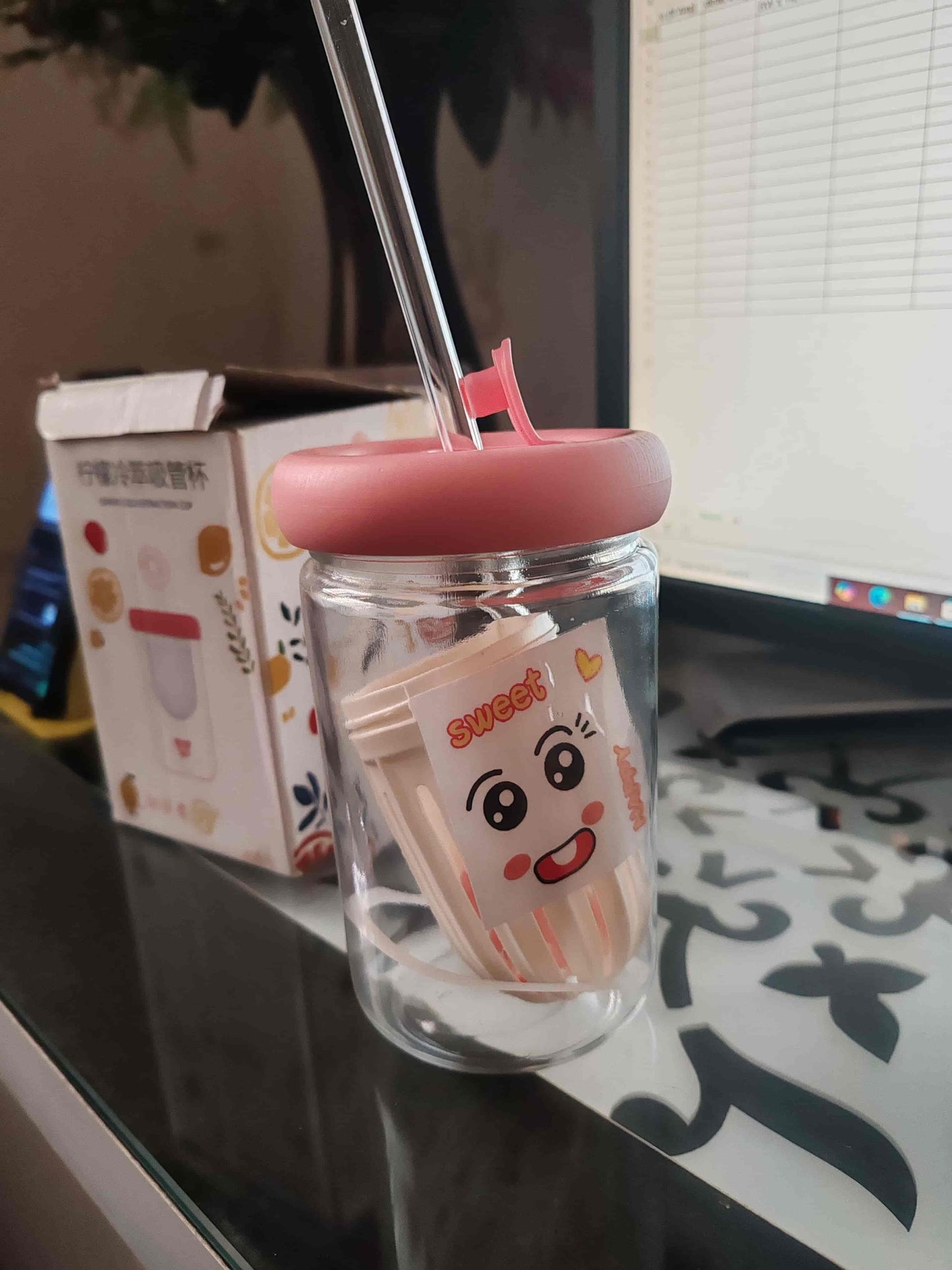 Glass Tumbler with Fruit Infuser Lid & Straw – Healthy Hydration in Style