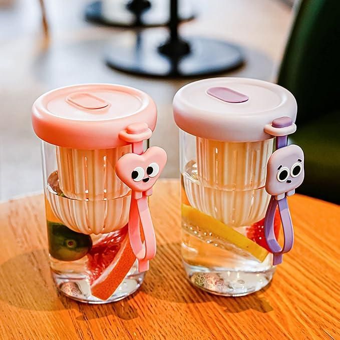 Glass Tumbler with Fruit Infuser Lid & Straw – Healthy Hydration in Style