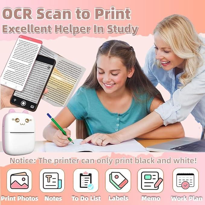 Inkless Bluetooth Pocket Printer – Ultra-Portable Thermal Sticker & Note Printer