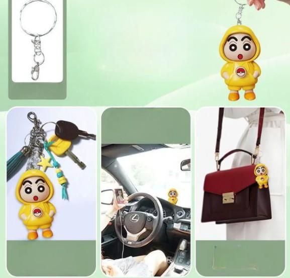 Shin‑chan Face-Changing Keychain – 3 Expressions Cartoon Toy Charm