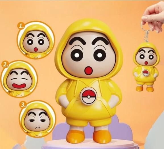 Shin‑chan Face-Changing Keychain – 3 Expressions Cartoon Toy Charm