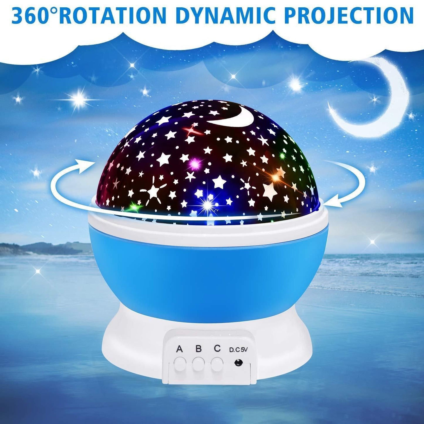 Star Master Dream Rotating Star & Moon Projection Lamp – Multicolor LED Night Sky Projector