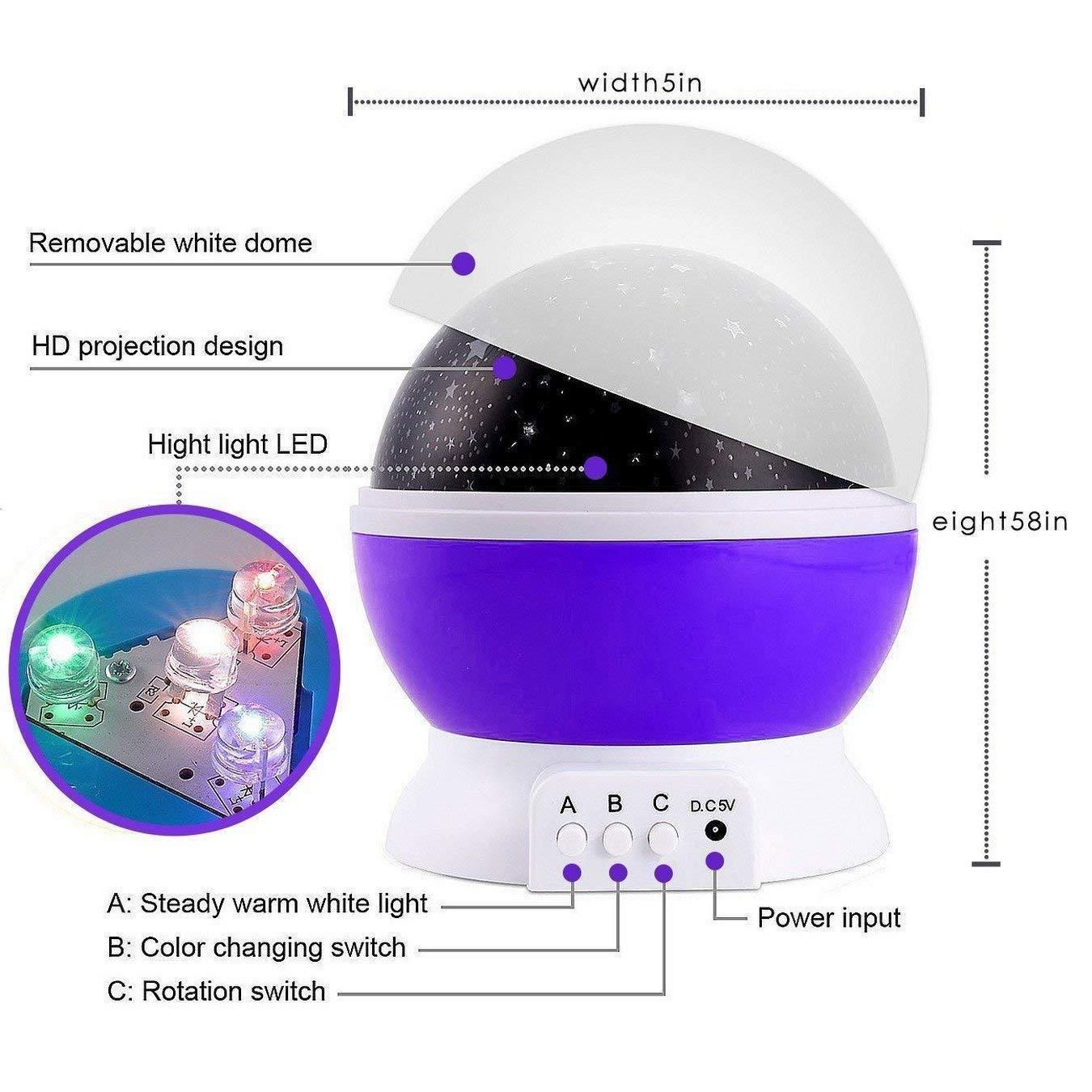 Star Master Dream Rotating Star & Moon Projection Lamp – Multicolor LED Night Sky Projector