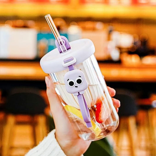 Glass Tumbler with Fruit Infuser Lid & Straw – Healthy Hydration in Style