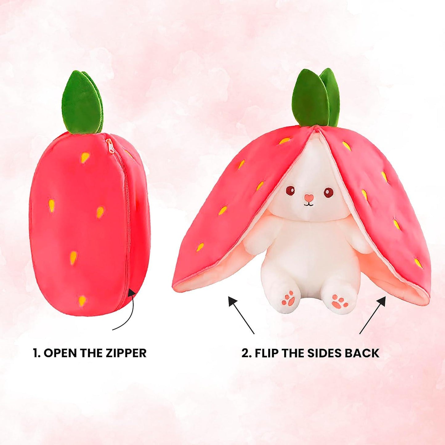 Kidology Reversible Plush Toy Pillow – Strawberry/Carrot to Bunny | Dotmint